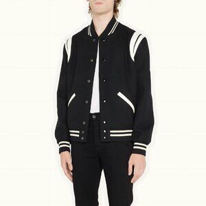 Saint Laurent Teddy Wool-Blend Bomber Jacket Men S